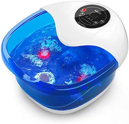 Foot Spa Misiki Foot Bath Massager with Heat Bubbles Vibration and Auto Shut-off, 4 Massage Rolle... | Amazon (US)