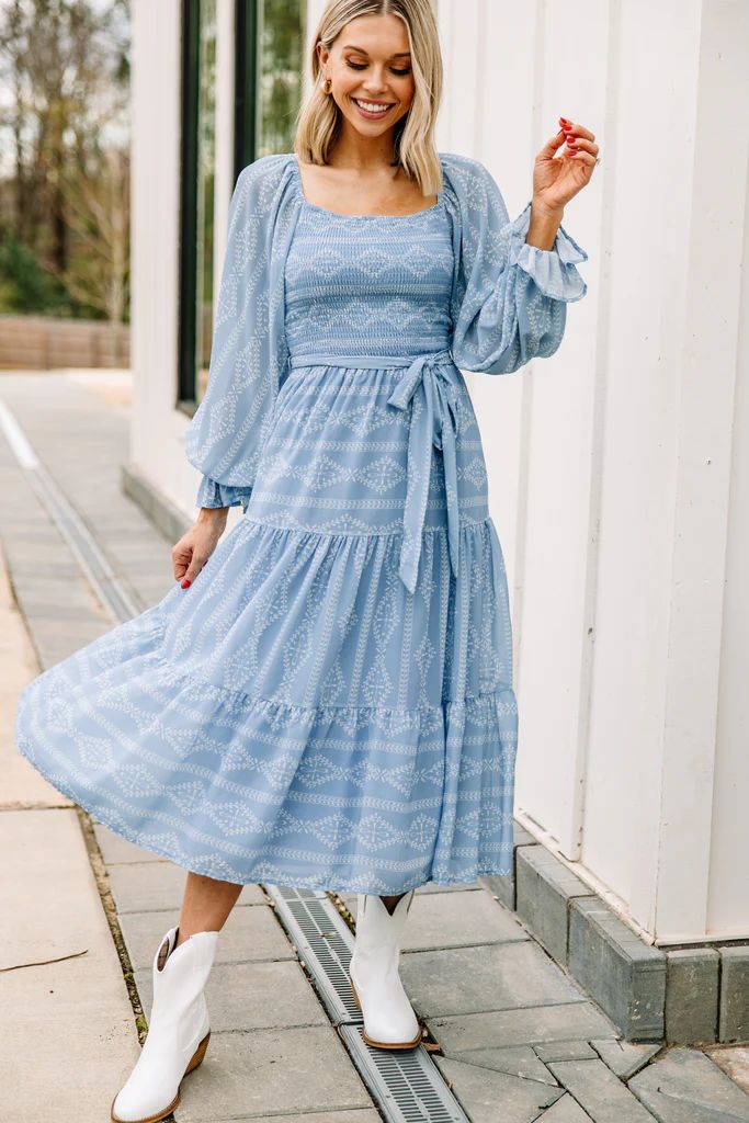 Seasons Change Blue Striped Midi Dress | The Mint Julep Boutique
