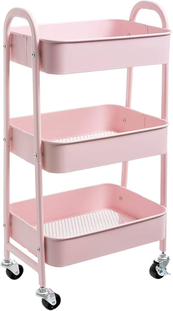 DOEWORKS Storage Cart 3 Tier Trolley Kitchen Trolley Beauty Trolley Metal Rolling Storage Trolley... | Amazon (UK)