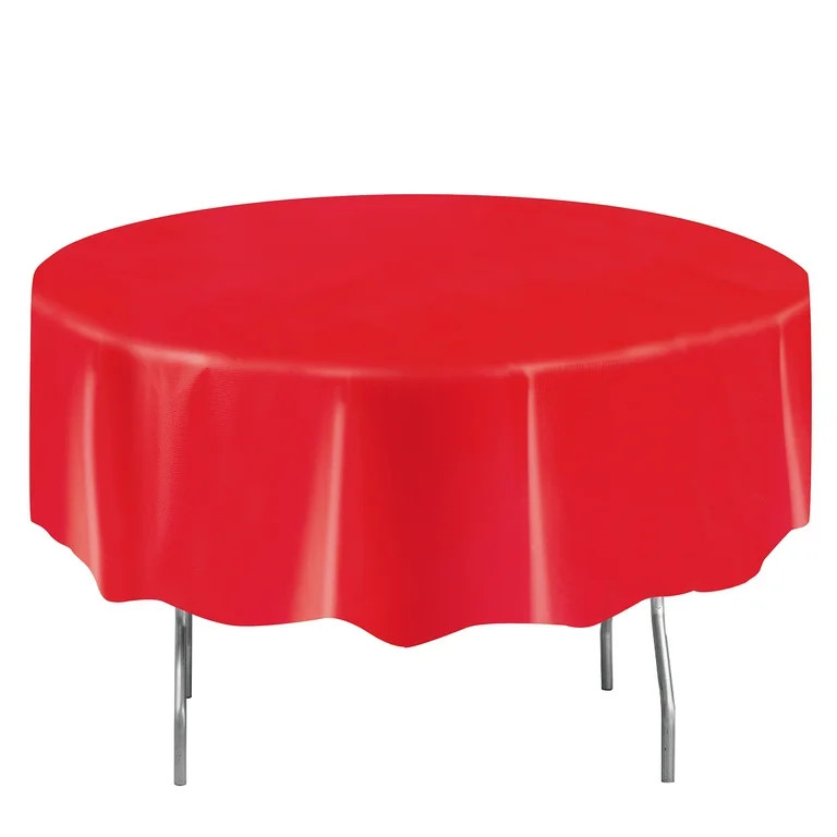 Way to Celebrate! Round Red Plastic Tablecloth, 84ct | Walmart (US)