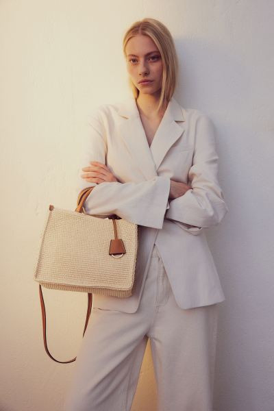 Crossbody Straw Bag - Beige/brown - Ladies | H&M US | H&M (US + CA)
