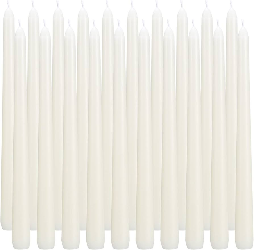 flamecan Ivory Taper Candles, Set of 20 Unscented and Smokeless 10 Inch Taper Candles Long Burnin... | Amazon (US)
