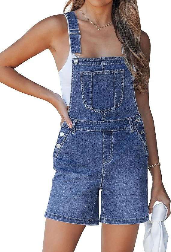luvamia Denim Overalls for Women Loose Fit Baggy Jean Shorts Overall Bib Summer Casual Stretchy A... | Amazon (US)