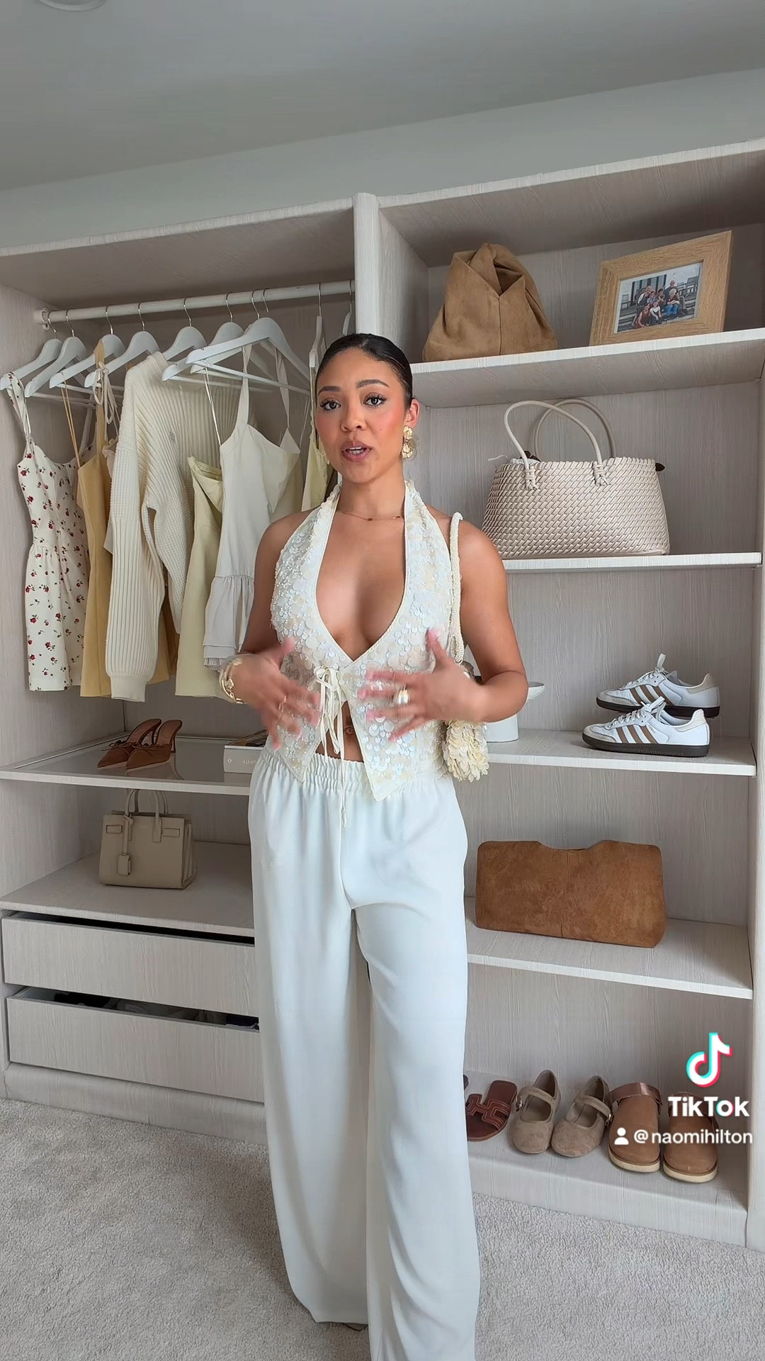 Vacation outfits , shell top, shell bag, white trousers, yellow maxi dress, beige shawl outfit 

#LTKdresses #LTKsummer #LTKuk