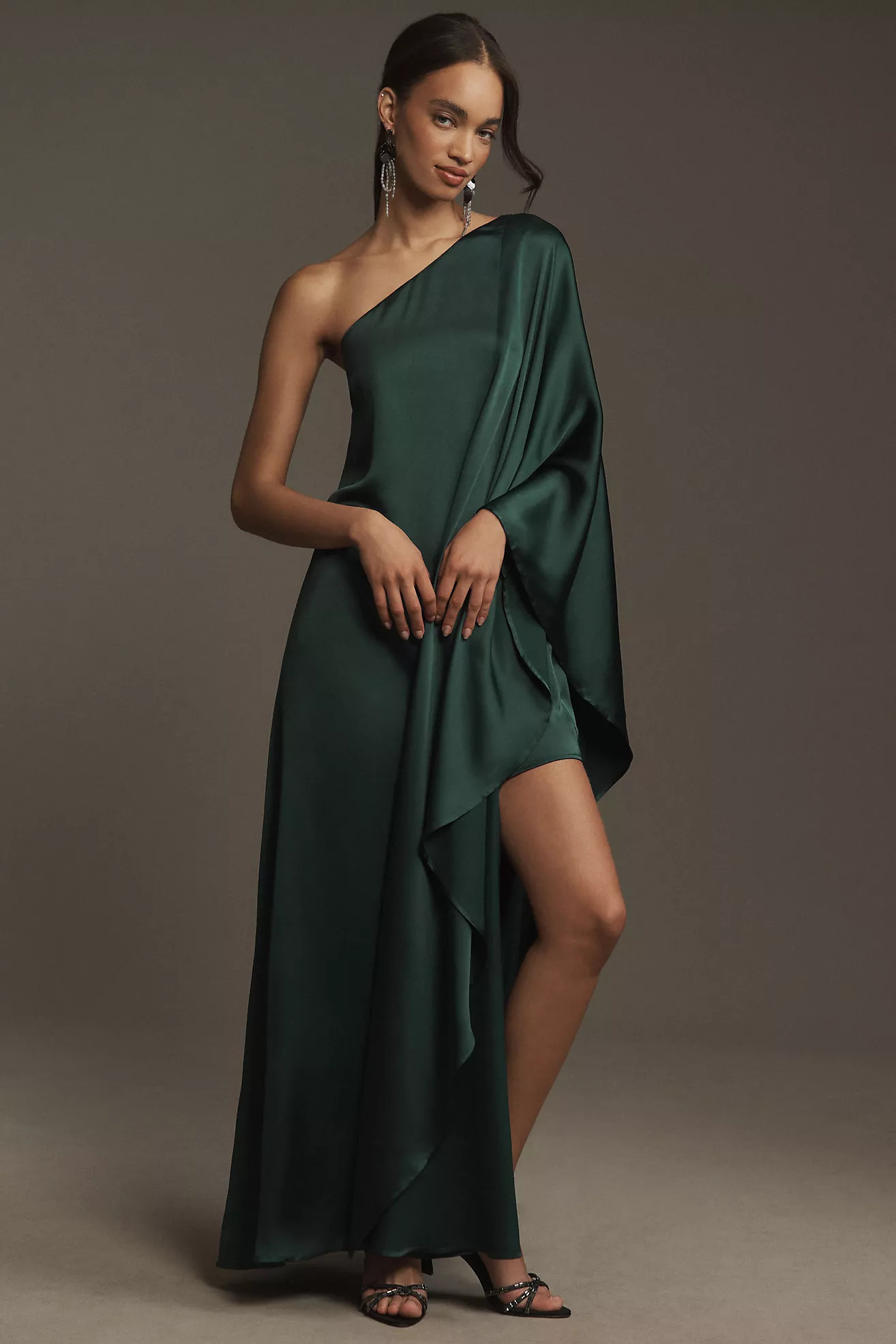 BHLDN Tiana One-Shoulder Satin Maxi Dress | Anthropologie (US)