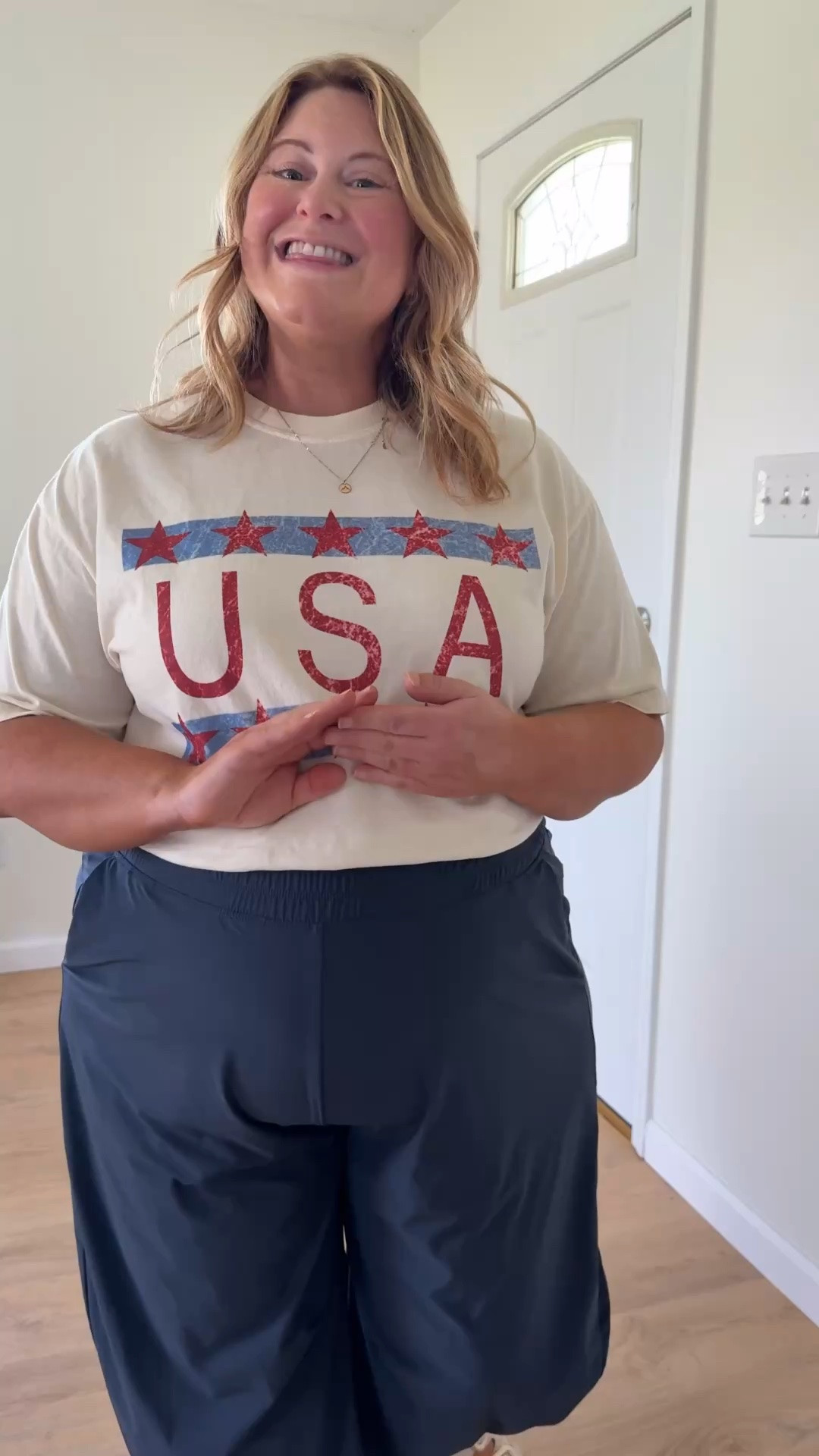 Wearing an XL in my tee from @mtnmoverz! You can use code STEPHSHARES20 to save! Wearing an XL petite in my barrel pants. 

4th of July
Memorial Day

#LTKMidsize #LTKBump #LTKSeasonal