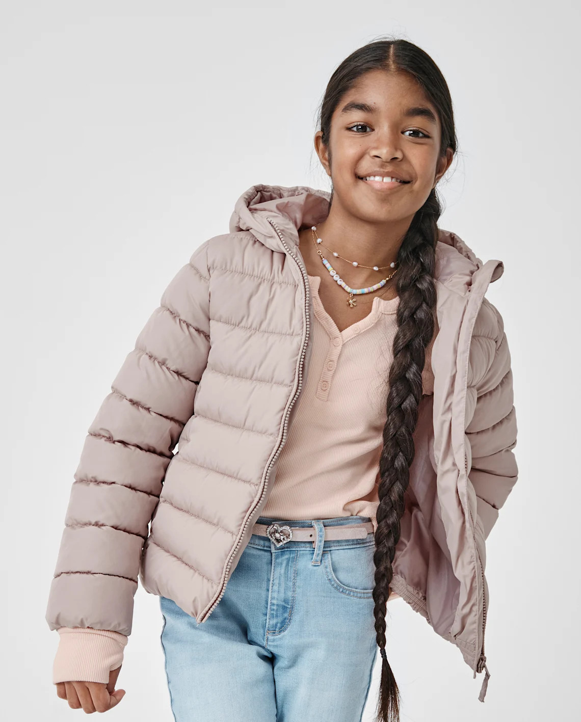 Girls Hooded Puffer Jacket - brown | The Children's Place