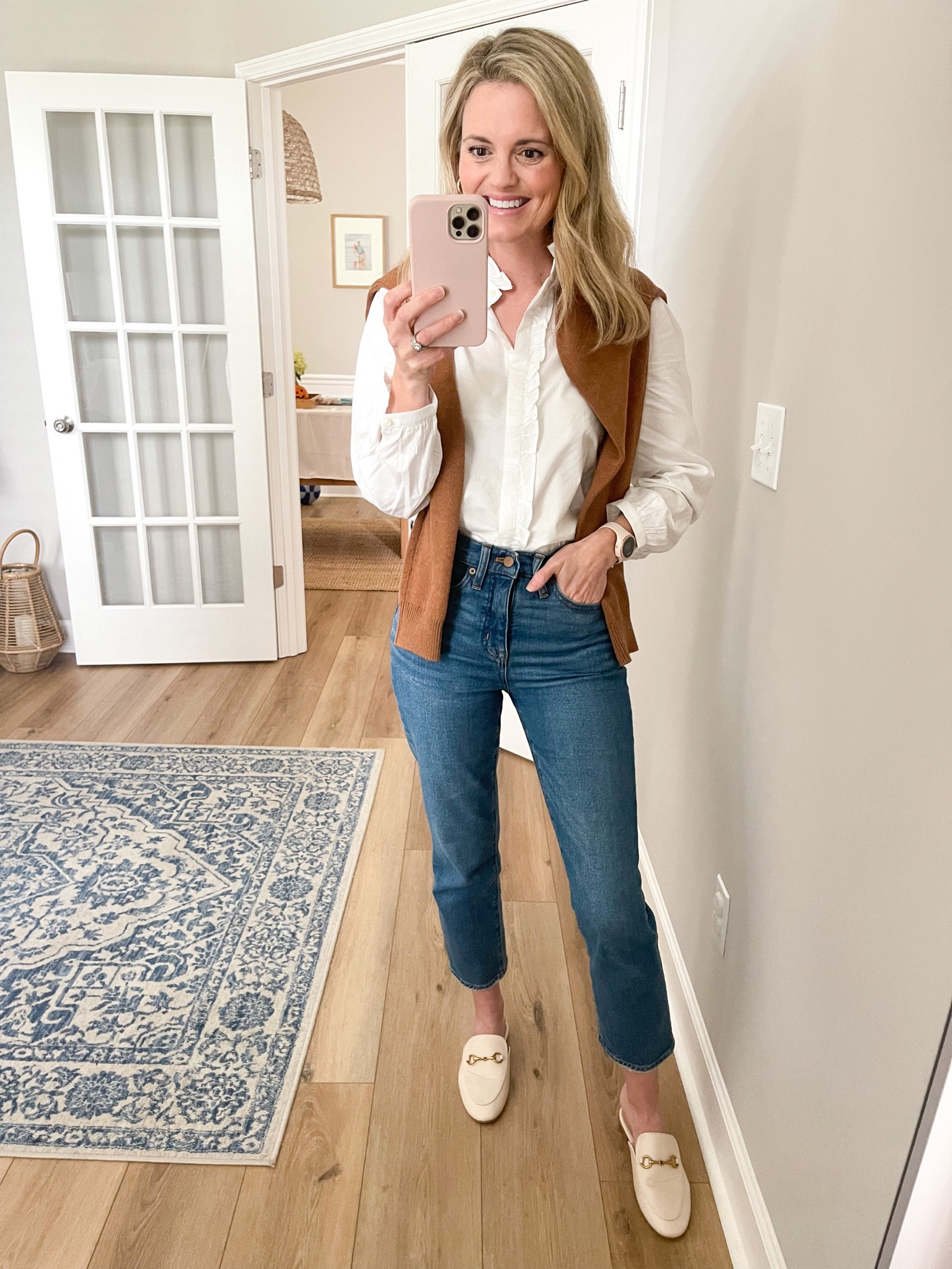 Loft ruffle button down top is 50% off! 

#LTKsalealert #LTKstyletip #LTKSeasonal