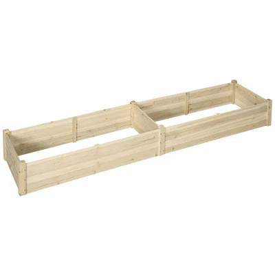 96" X 24" X 10" Wooden Raised Garden Bed With 2 Planter Boxes And Non-Woven Fabric Liner For Patio, Natural | Wayfair North America
