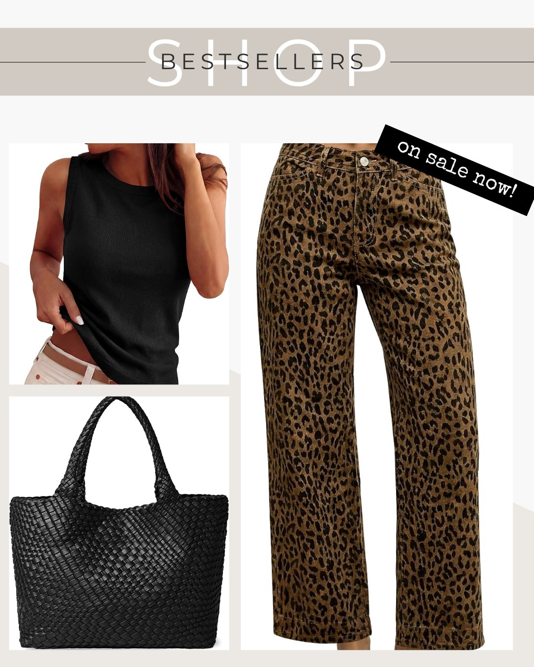Your next outfit is literally right here. Obsessed with these bestsellers — the leopard print wide-leg jeans are ON SALE NOW and pair perfectly with this sleek black ribbed tank and woven tote. Chic, effortless, and so shoppable.

#LTKMidsize #LTKOver40 #LTKootd