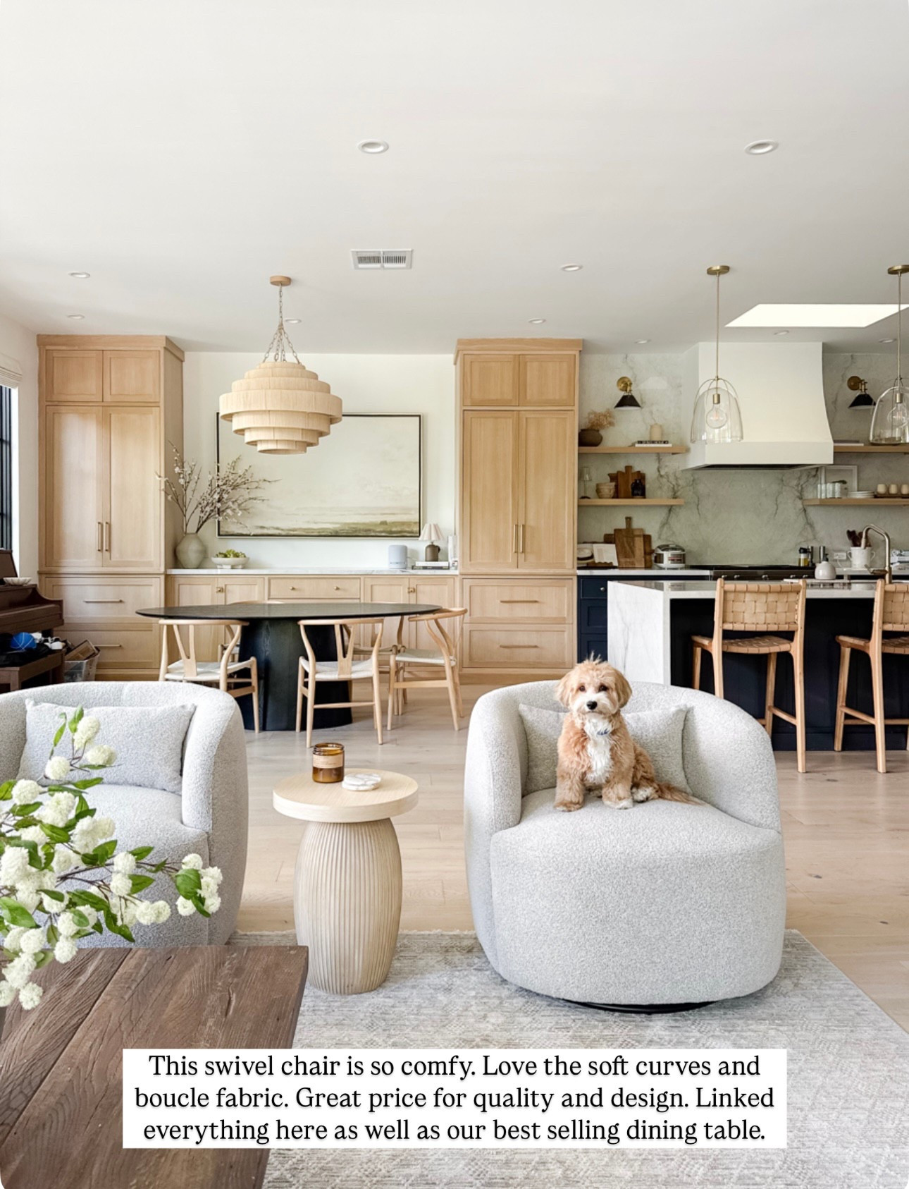 These wheelchairs are so comfortable. Love the soft curves and the design. Also linked everything else in the room

Black oval dining table swivel gray chair, gray rug, Amber Lewis woven rattan chandelier, abstract, art, brass hardware, leather countertop, stools, glass pendant 

#LTKFindsUnder100 #LTKHome #LTKSaleAlert