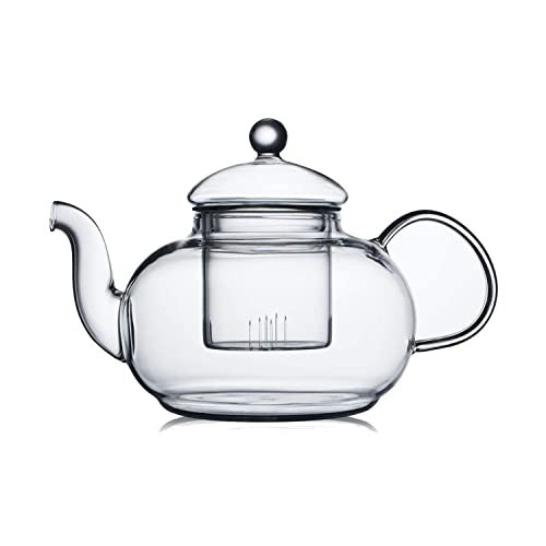 CNGLASS Glass Teapot Stovetop Safe,Clear Teapot with Removable Infuser 20.3 oz,Loose Leaf and Blooming Tea Maker | Amazon (US)