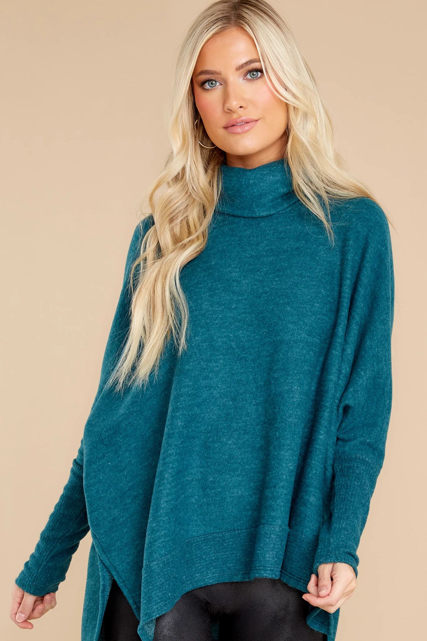 Story Last To Love Dark Teal Cowl Neck Sweater | Red Dress 