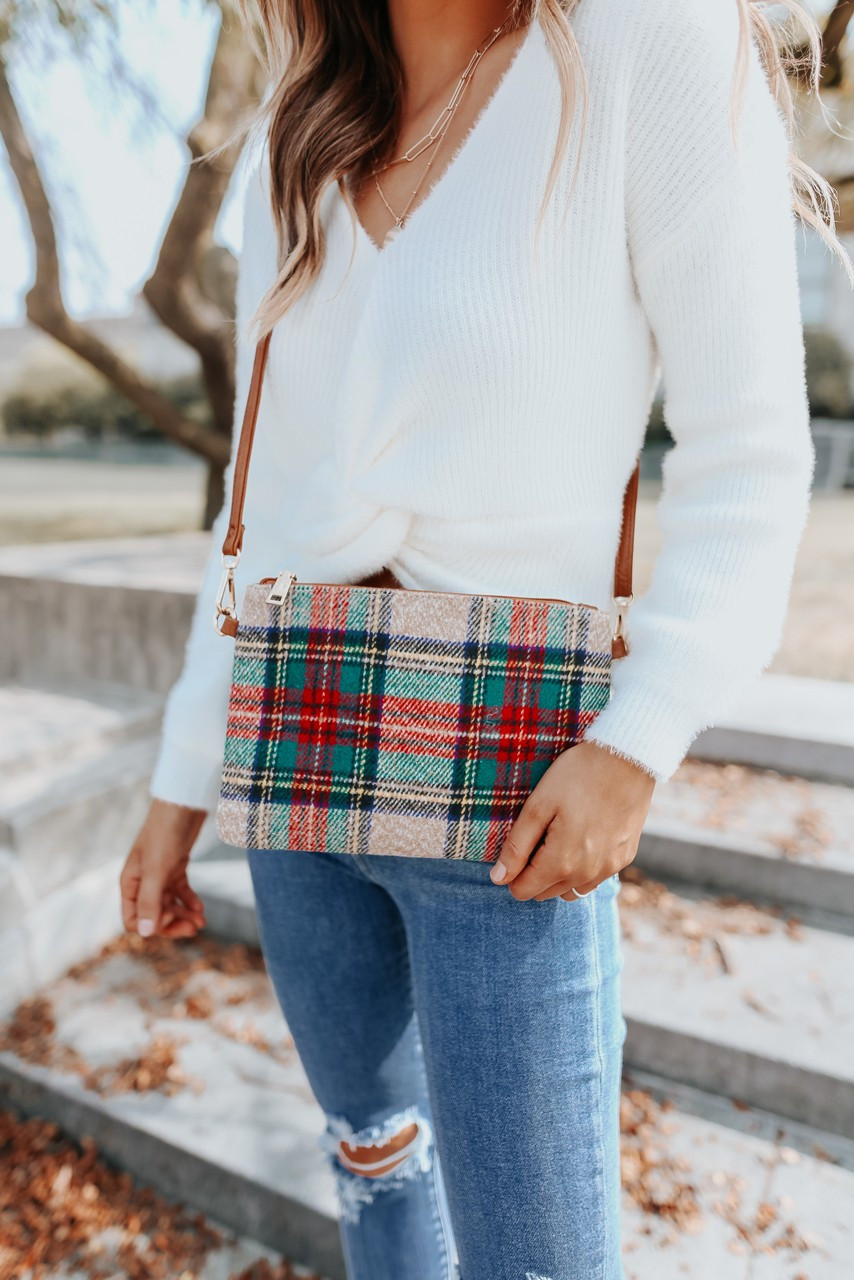 Evergreen Cottage Plaid Crossbody Wristlet | Magnolia Boutique