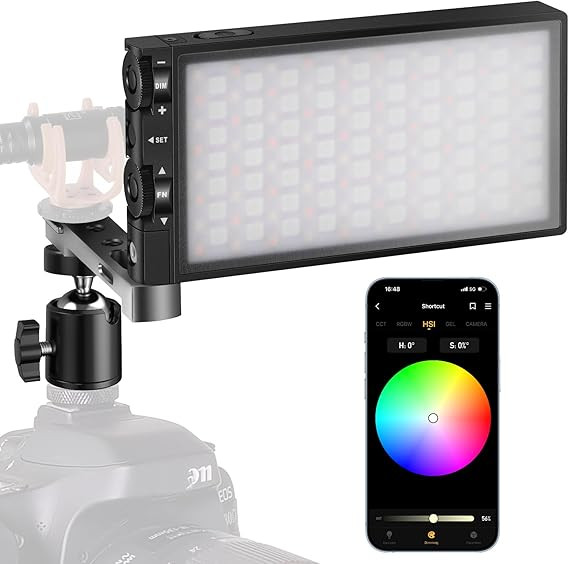 Pixel G1s RGB Video Light with APP Control, Built-in 12W Rechargeable Battery LED Camera Light, 1... | Amazon (US)