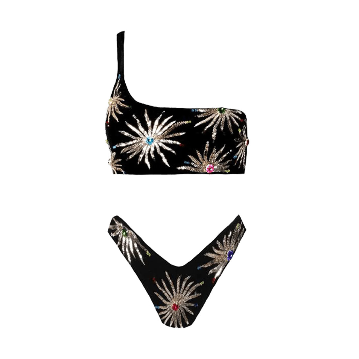 Callie One Shoulder Luxury Black Bikini | Oceanus