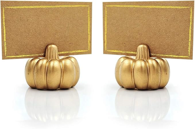 Kate Aspen Pumpkin Place Card Holder, Set of 6, Gold | Amazon (US)