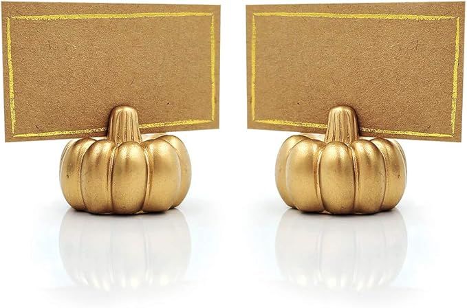 Kate Aspen Pumpkin Place Card Holder, Set of 6, Gold | Amazon (US)