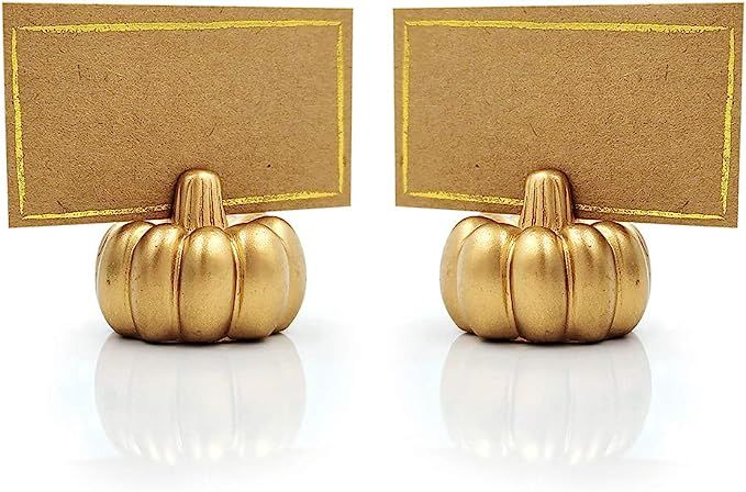Kate Aspen Pumpkin Place Card Holder, Set of 6, Gold | Amazon (US)