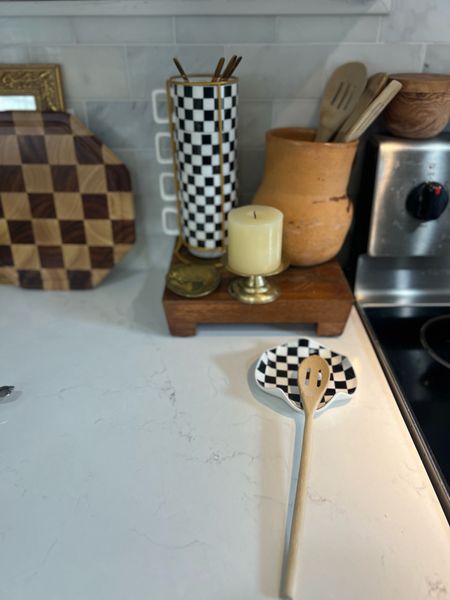 Checkered spoon rest and checkered coffee mugs! 

#LTKsalealert #LTKfindsunder100 #LTKhome