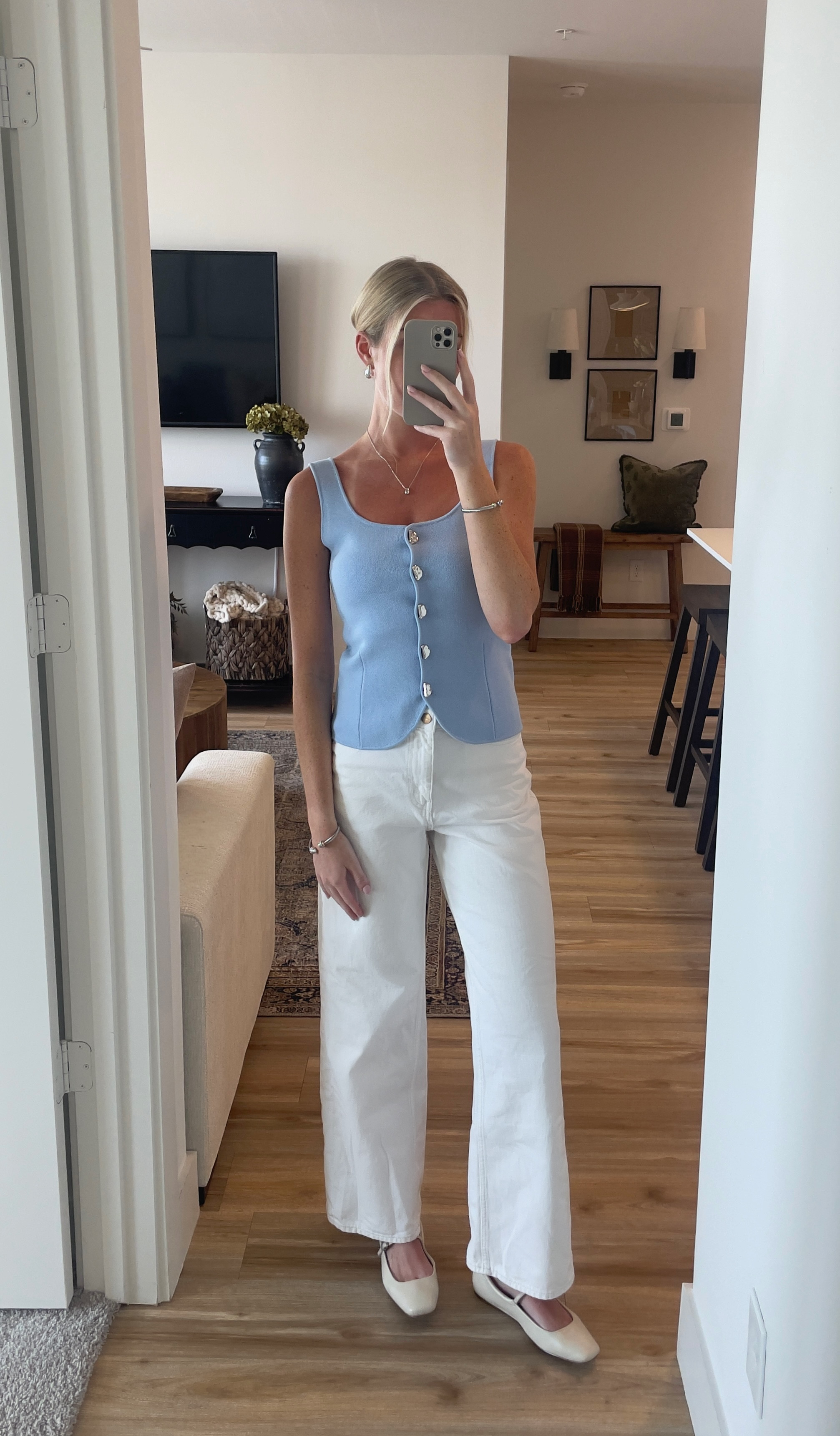 Summer Office/ Work Outfit ft. The cutest top from Amazon! 
Amazon fashion, Amazon top, Amazon workwear, summer workwear, summer outfits, flats outfit, white denim 
#ootd #summerfits #workwear #amazonfinds

#LTKWorkwear #LTKFindsUnder50 #LTKSeasonal