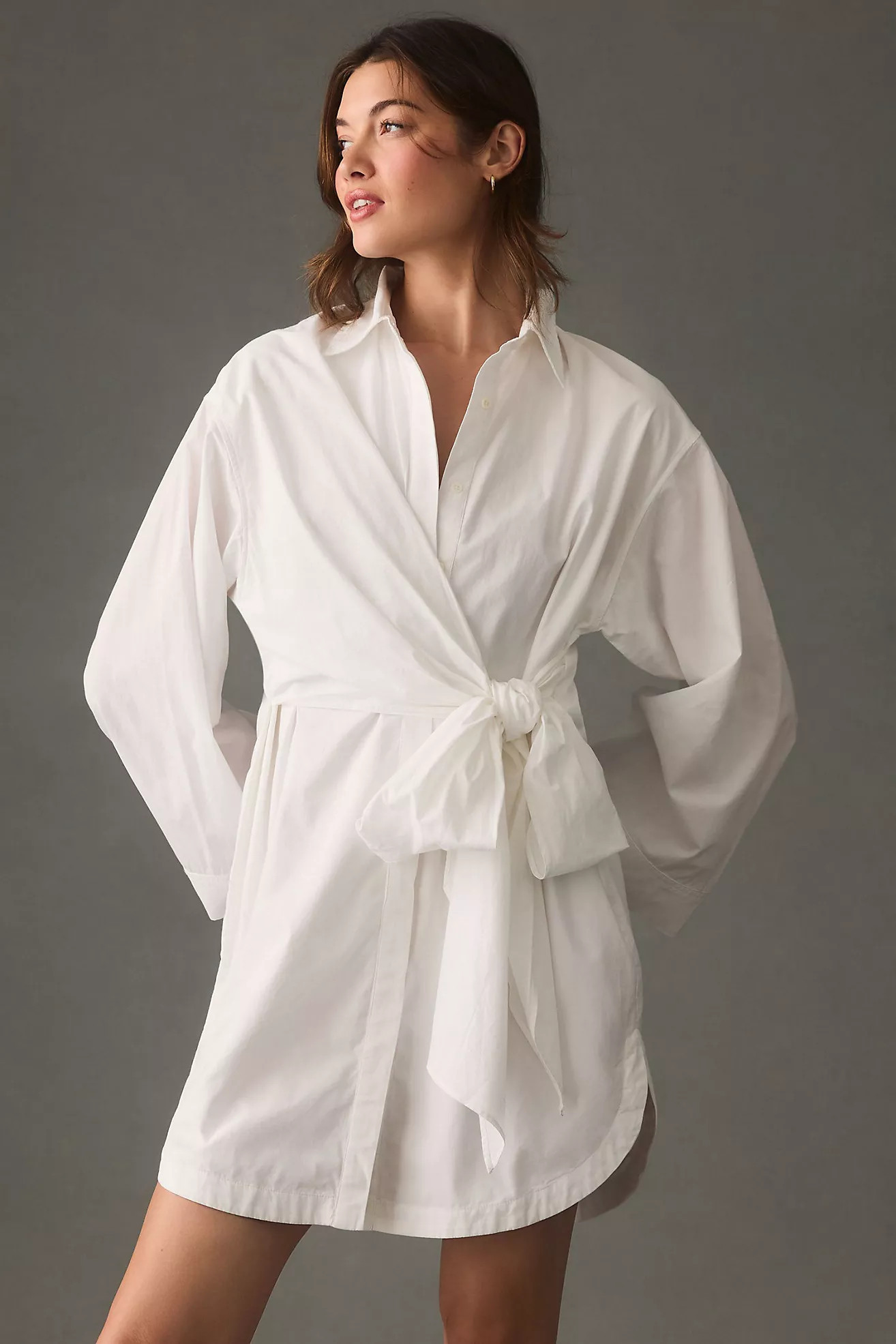 Maeve Tie-Waist Mini Shirt Dress | Anthropologie (US)