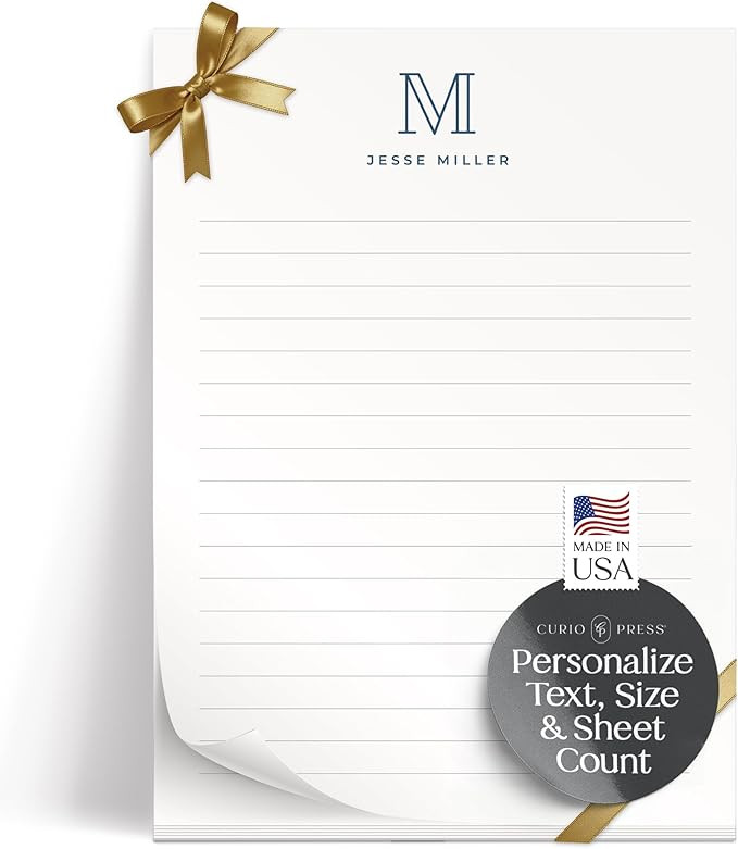 Custom Stationary Note Pad - Personalized Notepads with Name and Monogram Initial, Stationery Set... | Amazon (US)