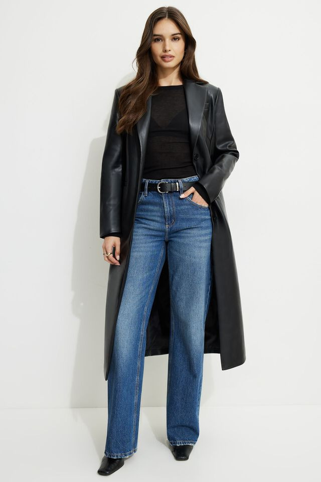Faux Leather Blazer Coat | Dynamite Clothing