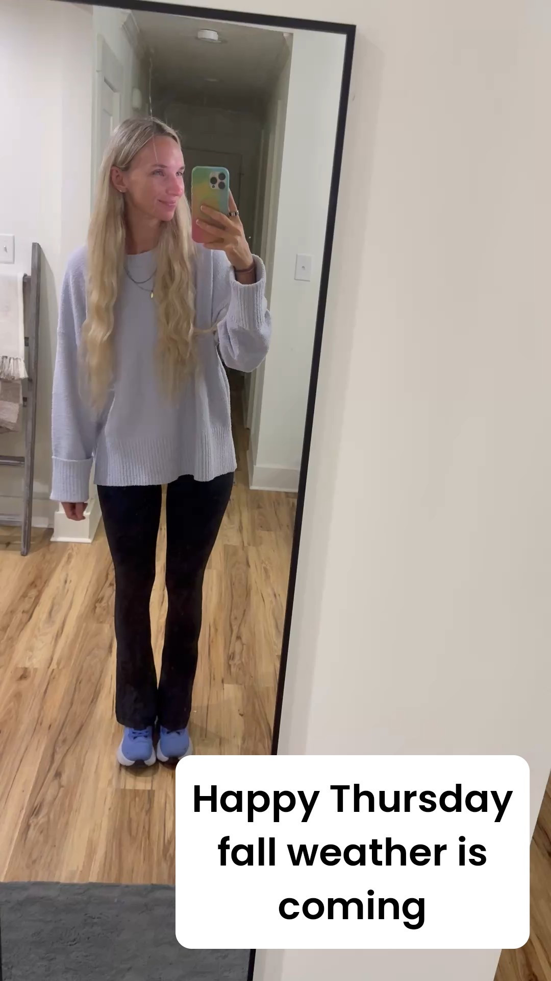 Medical student ootd, fall fashion, sweater , yoga pants , flare mini, hoka tennis shoes, kendra scott, ultrahuman, garmin venu watch! 

#LTKFindsUnder50 #LTKStyleTip #LTKSeasonal