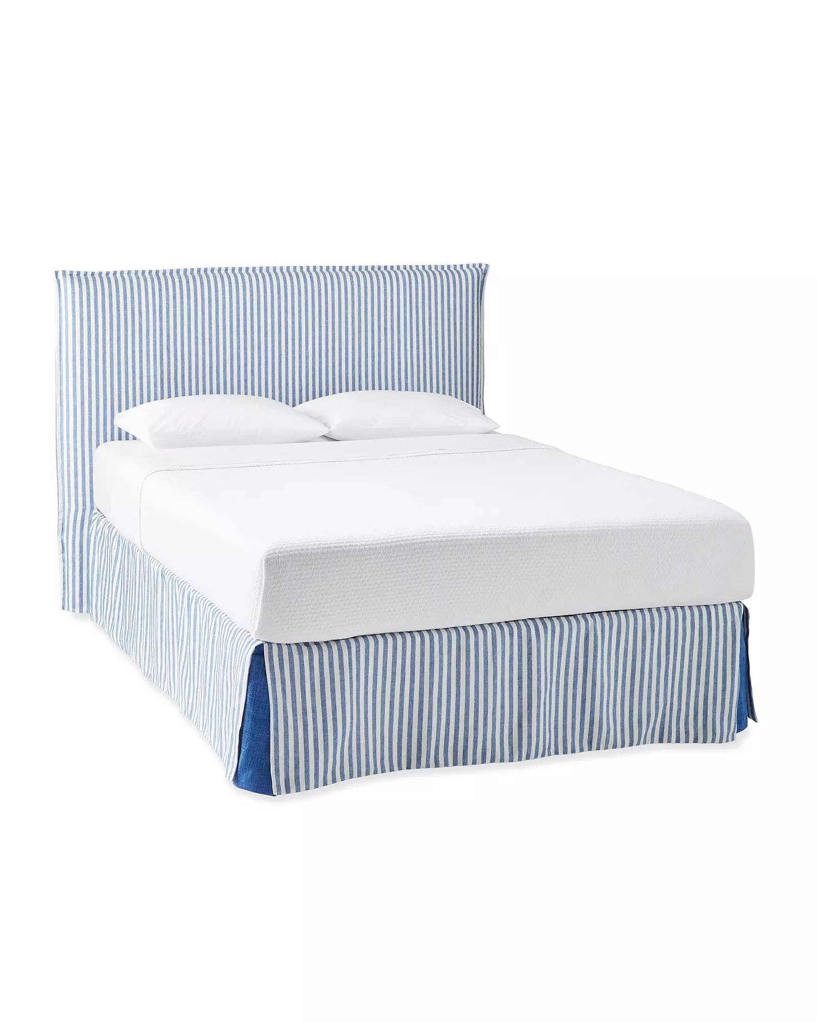 James Headboard & Bedskirt - French Blue Bengal Stripe | Serena and Lily