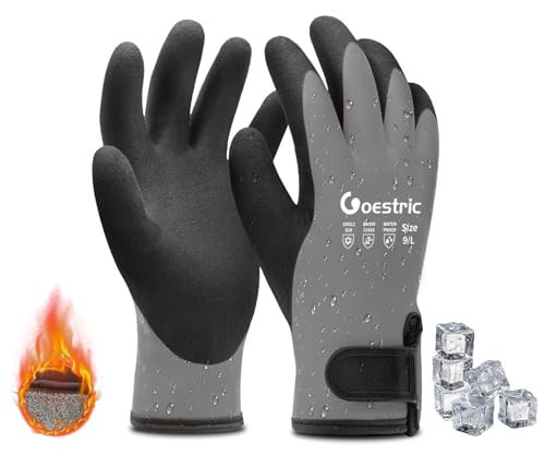 GOESTRIC 100% Waterproof Winter Work Gloves With Grip for Men Women, Thermal Insulated Freezer Gloves In Cold Weather for Working in Freezer, Shoveling Snow, Ice Fishing (Grey/XL/1-Pair) | Amazon (US)
