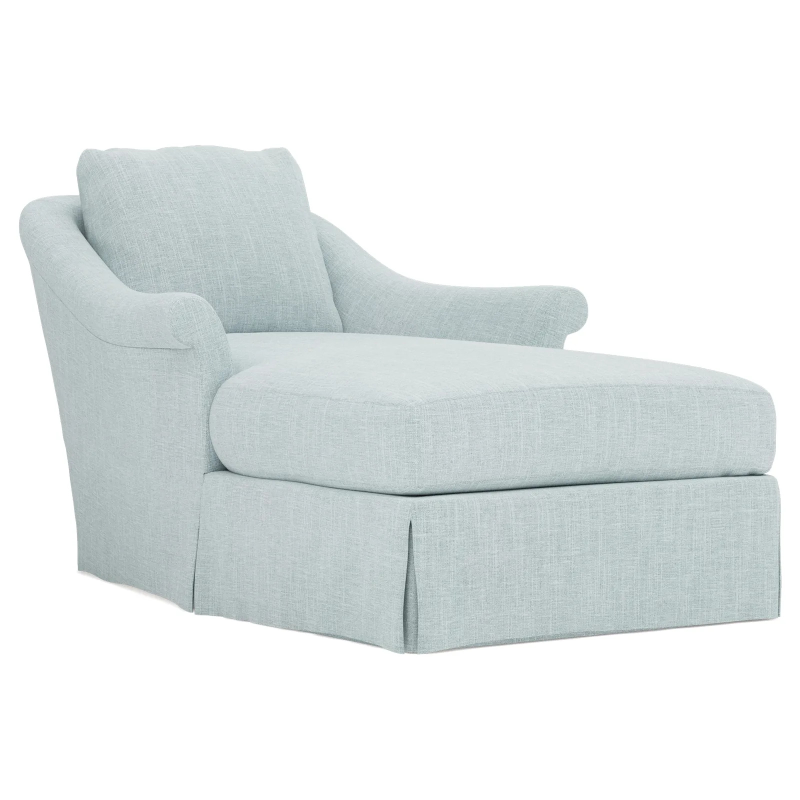 Amelie Coastal Sky Skirted Chaise | Kathy Kuo Home