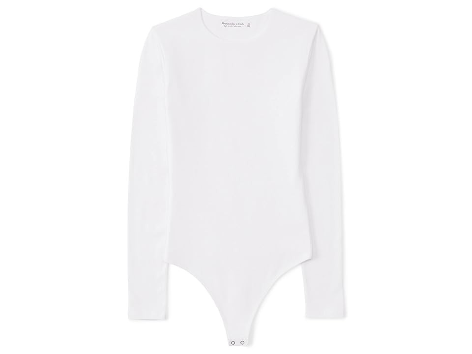 Abercrombie & Fitch Long Sleeve Cotton Seamless Crew Neck Bodysuit (Brilliant White) Women's Clothin | Zappos