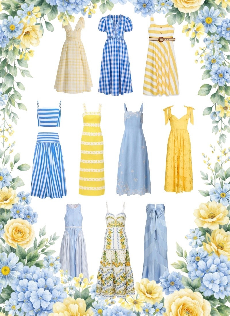 Spring dresses for women // spring outfits / vacation dress // yellow and blue 