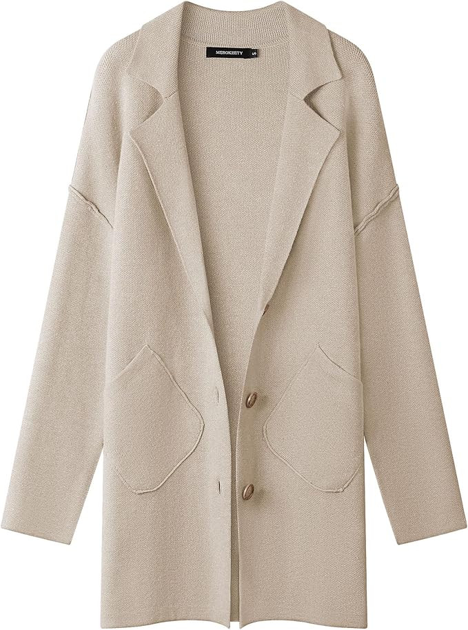 MEROKEETY Women's 2023 Open Front Fall Cardigan Long Sleeve Button Lapel Knit Oversized Sweater J... | Amazon (US)