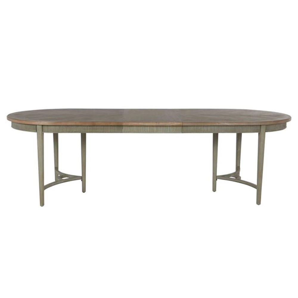 Whitlock Natural Wood Patterned Extendable Oval Dining Table - 86-106"W | Kathy Kuo Home