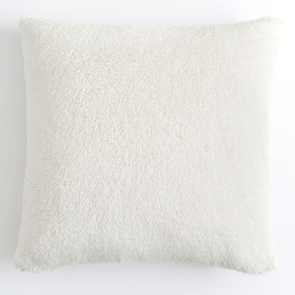 Cozy Euro Recycled Sherpa Pillow Cover, 26x26, Ivory | Pottery Barn Teen