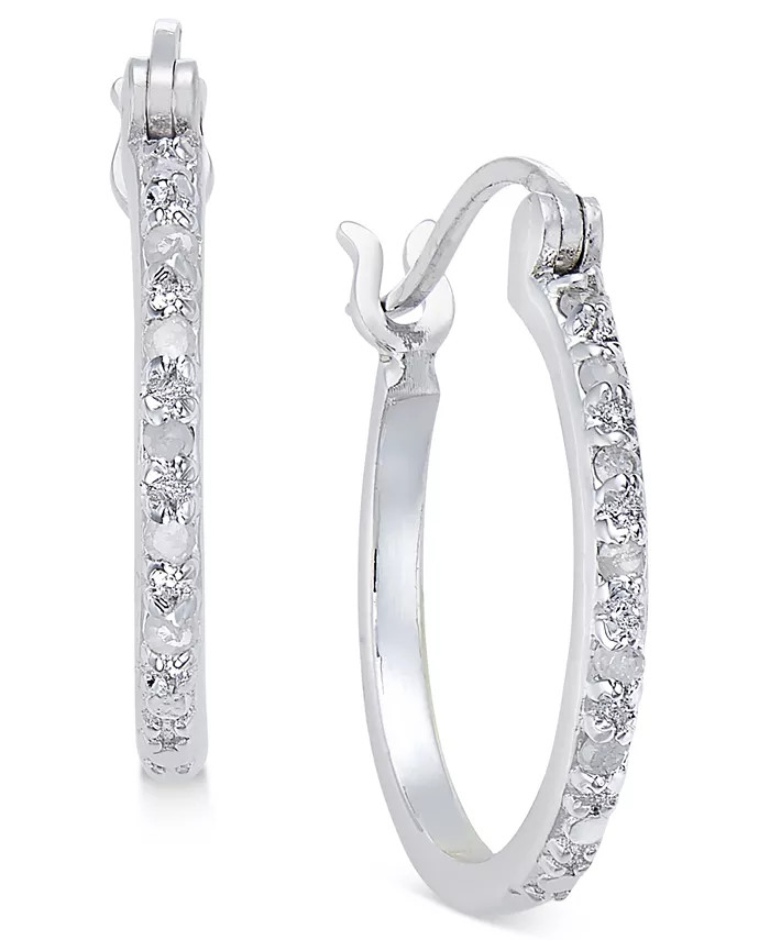 Diamond Hoop Earrings (1/10 ct. t.w.) in Sterling Silver | Macys (US)