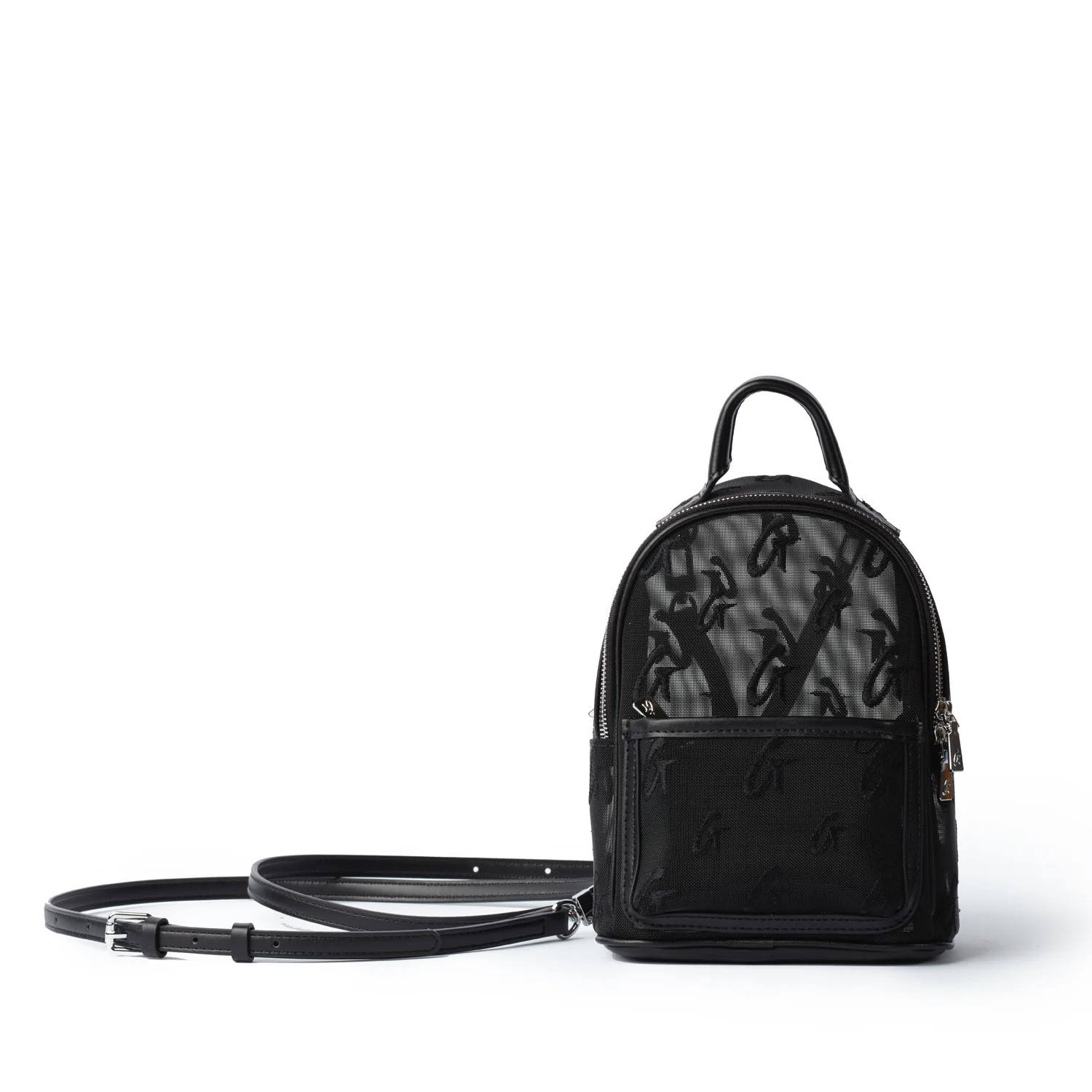 MINI MESH MONOGRAM BACKPACK - BLACK | Glam-Aholic Lifestyle