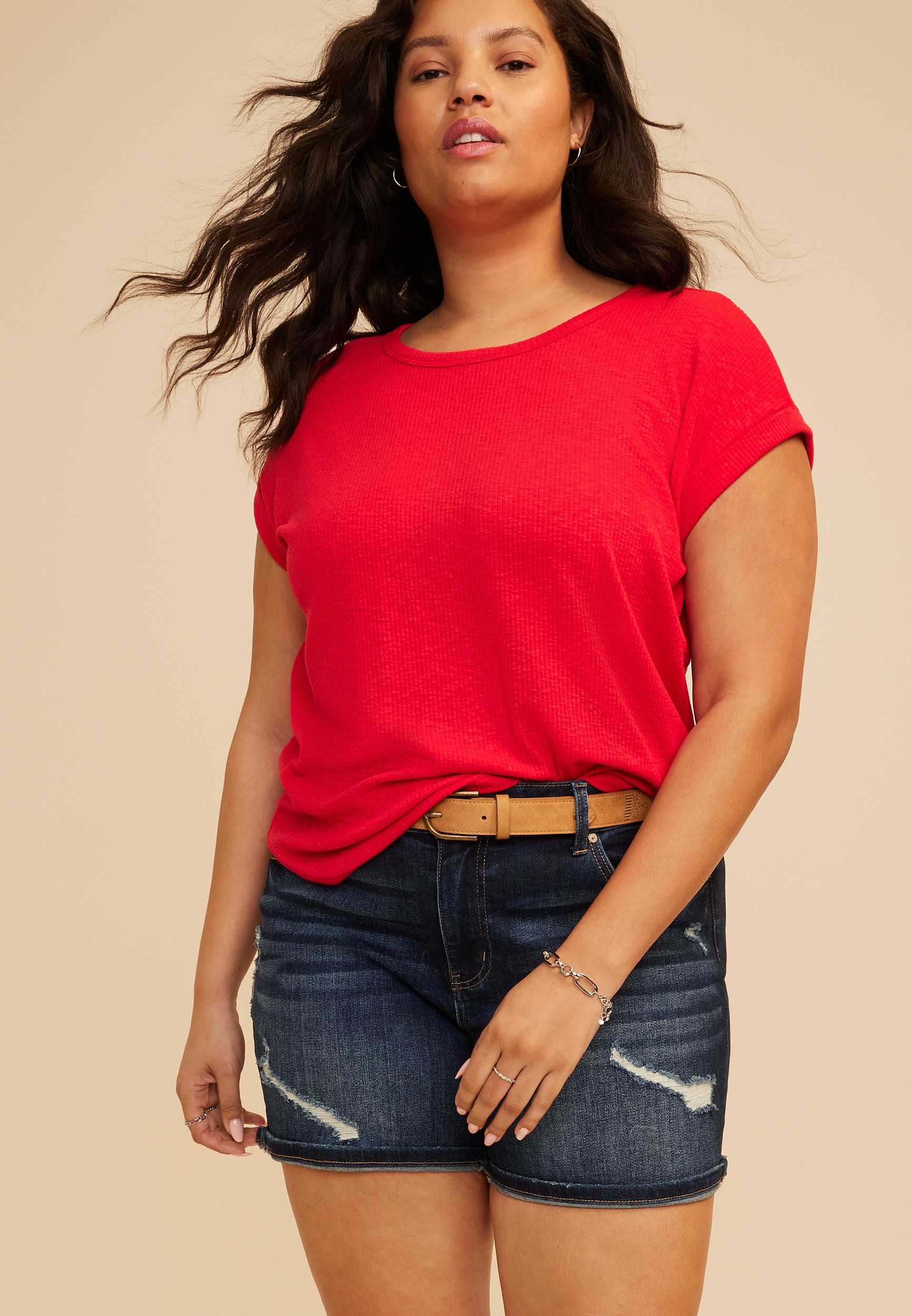 Maurices Plus Size Women's 24/7 Clara Ribbed Tee | Maurices