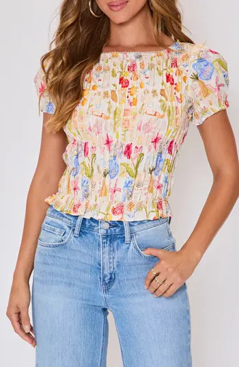 Eliza Floral Smocked Cotton Top | Nordstrom