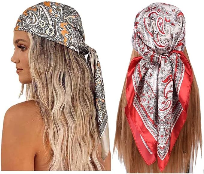 K-Elewon 35" Large Women's Satin Square Silk Feeling Hair Scarf Wrap Headscarf | Amazon (US)