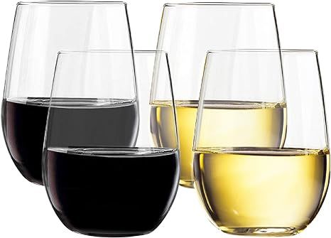 TaZa Unbreakable Plastic Wine Glasses stemless: Elegant Shatterproof Tritan Outdoor wine glasses ... | Amazon (US)