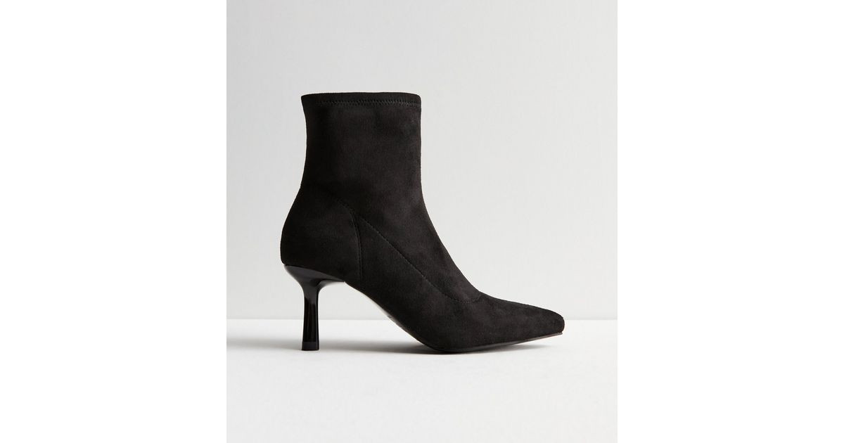 Black Suedette Stiletto Heel Sock Boots | New Look | New Look (UK)