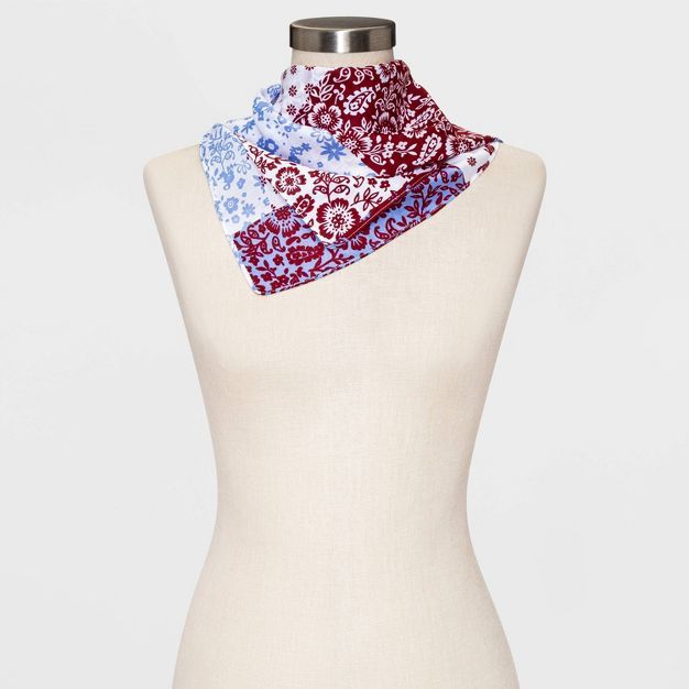 Women's Patchwork Floral Print Bandana - Red/White/Blue | Target