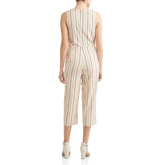 Women's Sleeveless Stripe Jumpsuit | Walmart (US)