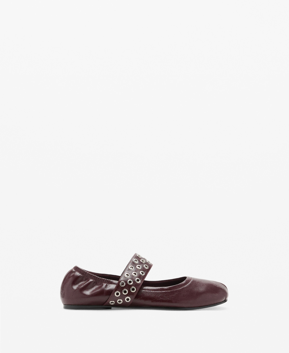 Mango Women's Eyelets Detail Leather Ballet Flats - Burgundy | Macy's