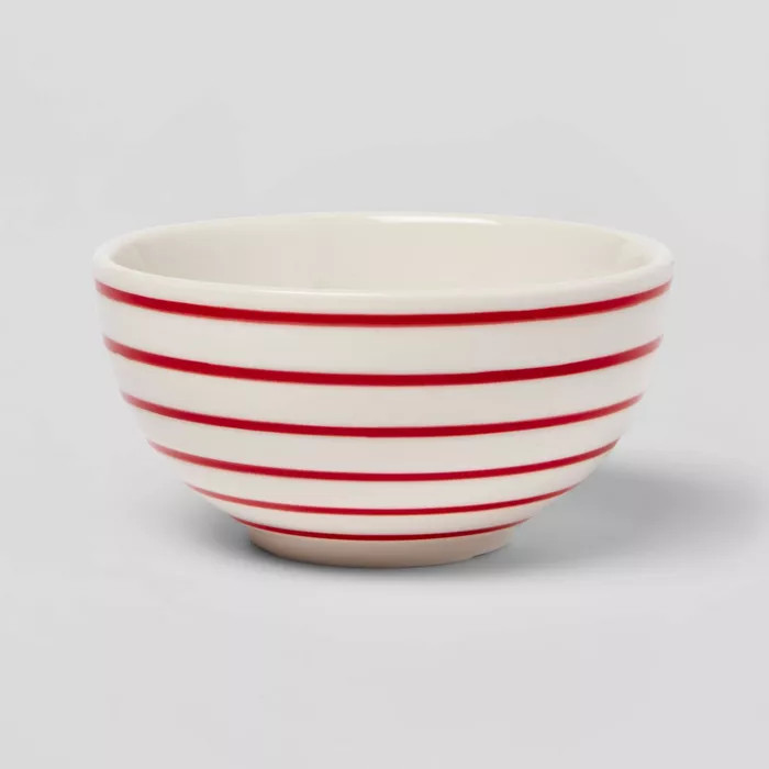 8oz Stoneware Striped Bowl Red - Threshold™ | Target