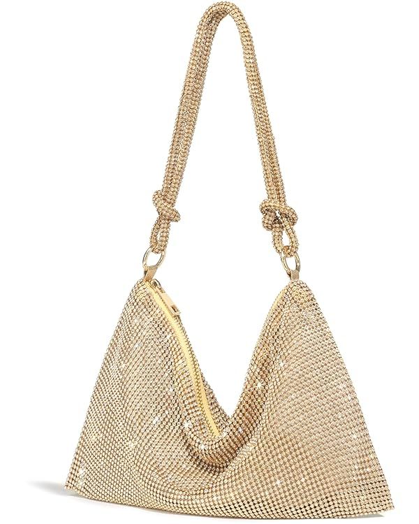 YUWITA Rhinestone Evening Handbag Purse Small Hobo Shoulder Bag for Women | Amazon (US)