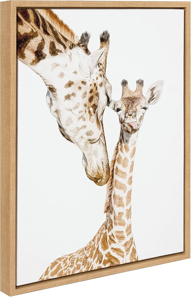 Kate and Laurel Sylvie Mother and Baby Giraffe Portrait Framed Canvas Wall Art by Amy Peterson Ar... | Amazon (US)
